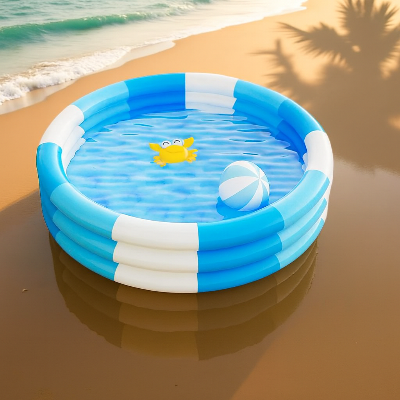 Piscine bebe gonflable de diamètre 90cm, à trois anneaux bleu  blanc