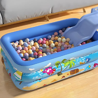 Piscine gonflable bebe transformé en toboggan avec balles océanique