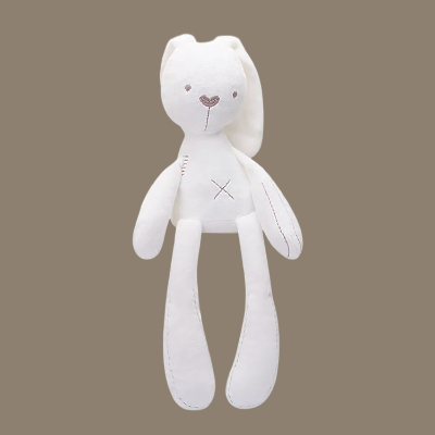 Doudou lapin blanc avec des texture marron