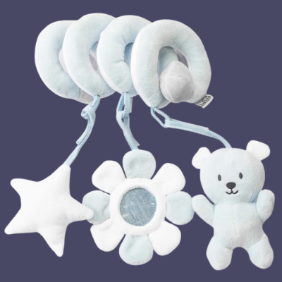 Variante avec hochet ours bleu de notre spirale d'activité bébé
