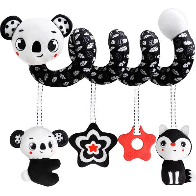 Spirae d'activité bébé  chenille avec hochets koala et anneau dentition.