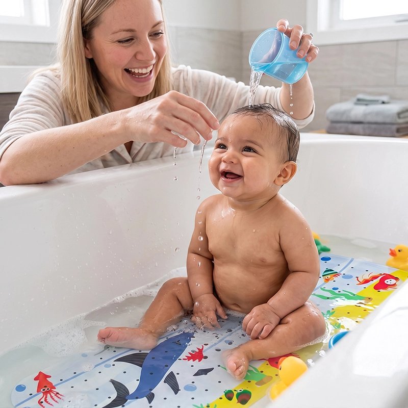 Sur tapis de bain pour bébé le sourire à tout occasion 