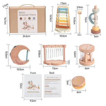 Tailles des instruments du pack hochet bébé