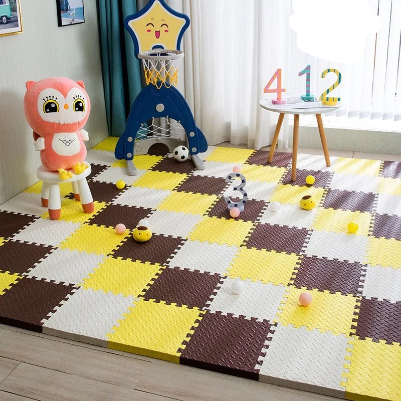 Tapis anti choc bebe blanc jaune marron