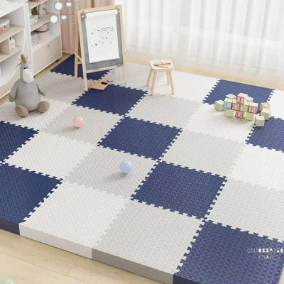 Tapis anti choc bebe épais de 2.5 couleurs bleu marine, blanc et gris