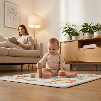 Le confort paradisiaque sur le tapis anti chute bebe