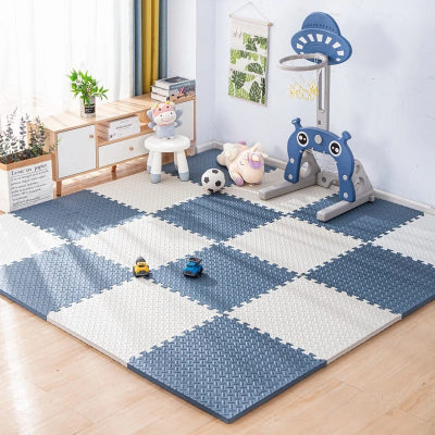 Tapis anti choc bebe agencement des dalles bleu blanc 