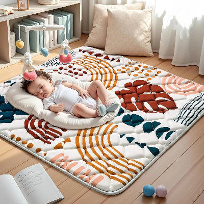 Une sieste douce et tranquille sur une mousse tapis bébé épais et gaix 