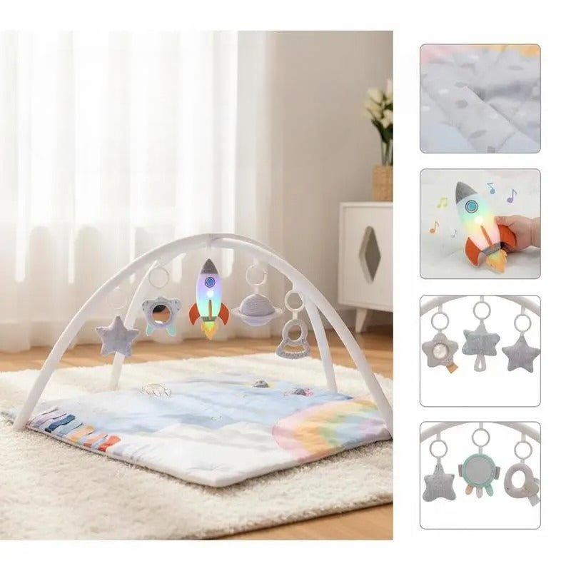 Tapis d'éveil bébé facile à nettoyer avec jouets d'éveil détachables 