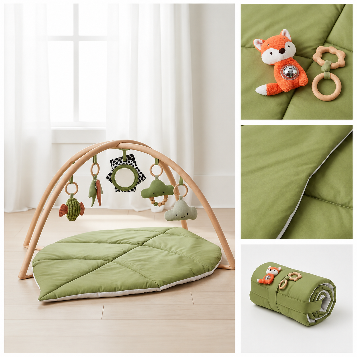 Tapis d'éveil bébé qui se plie, s'enroule pour vous accompagner partout