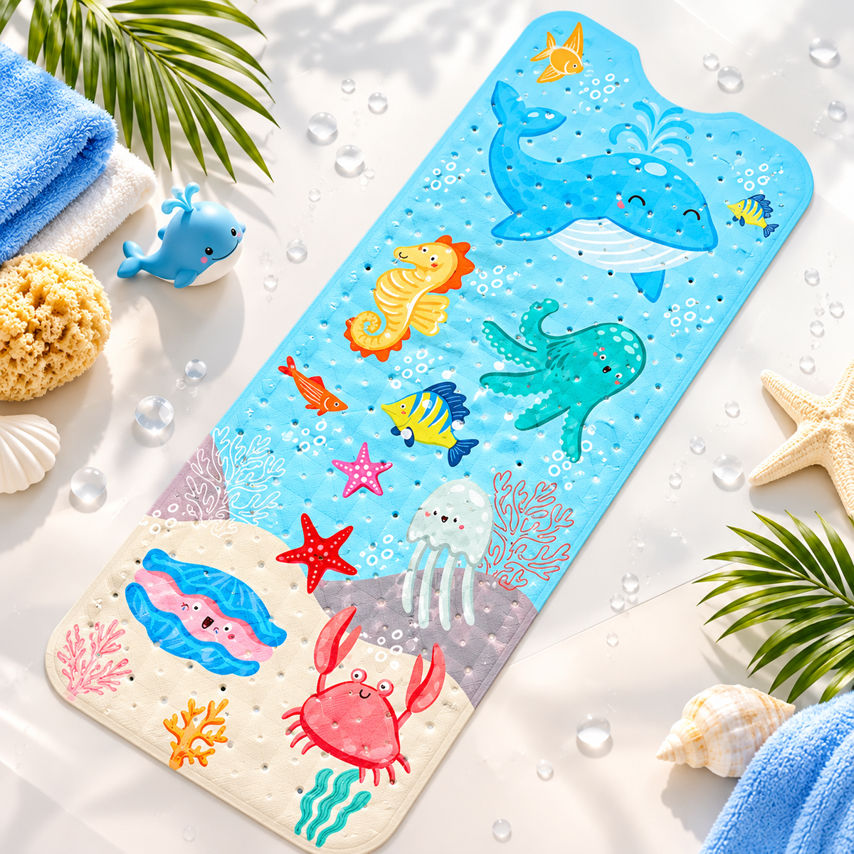 Tapis de bain bebe baleine souriante