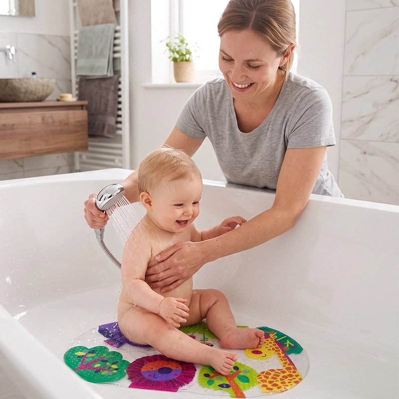 Tapis de bain pour bébé garde l'attention durant le bain