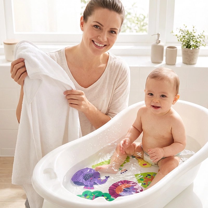 Tapis de bain pour bébé joyeux tout au long du bain