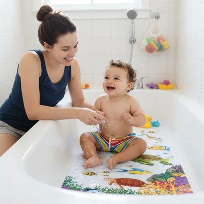 Tapis de bain pour bébé qui stimule dans le bain
