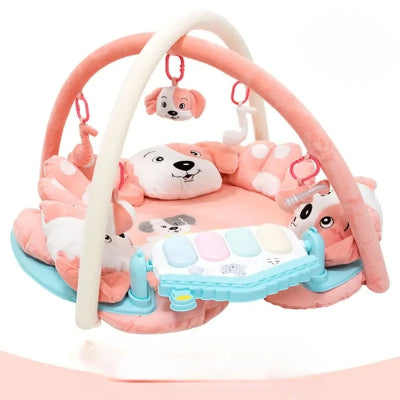 tapis d'éveil bébé, éveil dans un environnement douillet rose