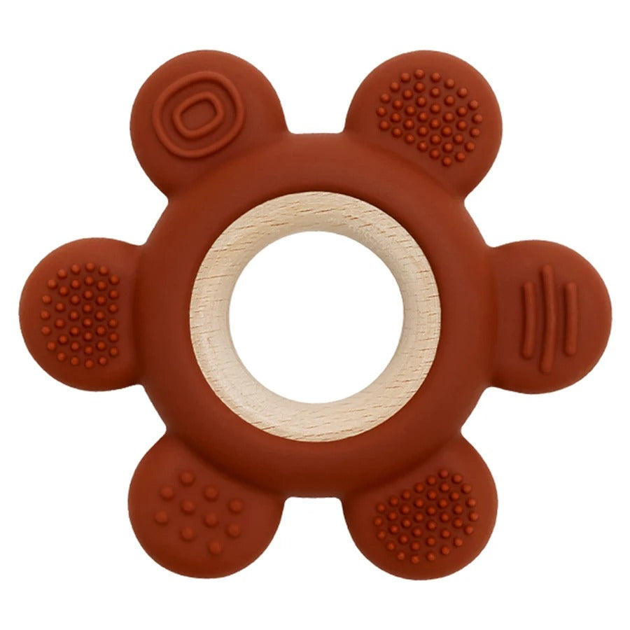 Anneau de dentition en silicone et bois – Texturé apaisant dès 3 mois
