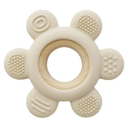 Anneau de dentition en silicone et bois – Texturé apaisant dès 3 mois