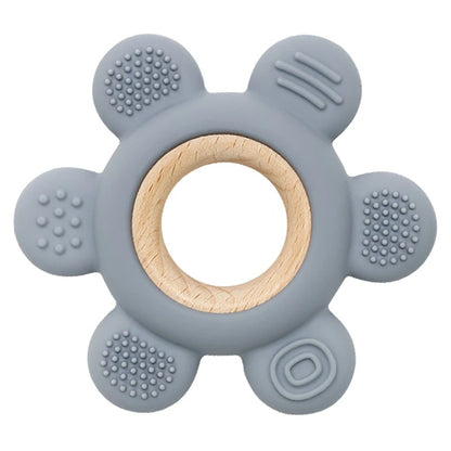 Anneau de dentition en silicone et bois – Texturé apaisant dès 3 mois