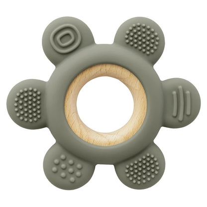 Anneau de dentition en silicone et bois – Texturé apaisant dès 3 mois